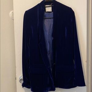 Elegant Blue Velvet Women's Blazer